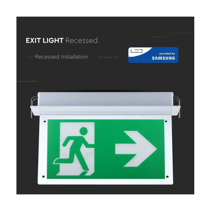 LED nødudgangsskilt 2W IP20 med batteri og piktogram