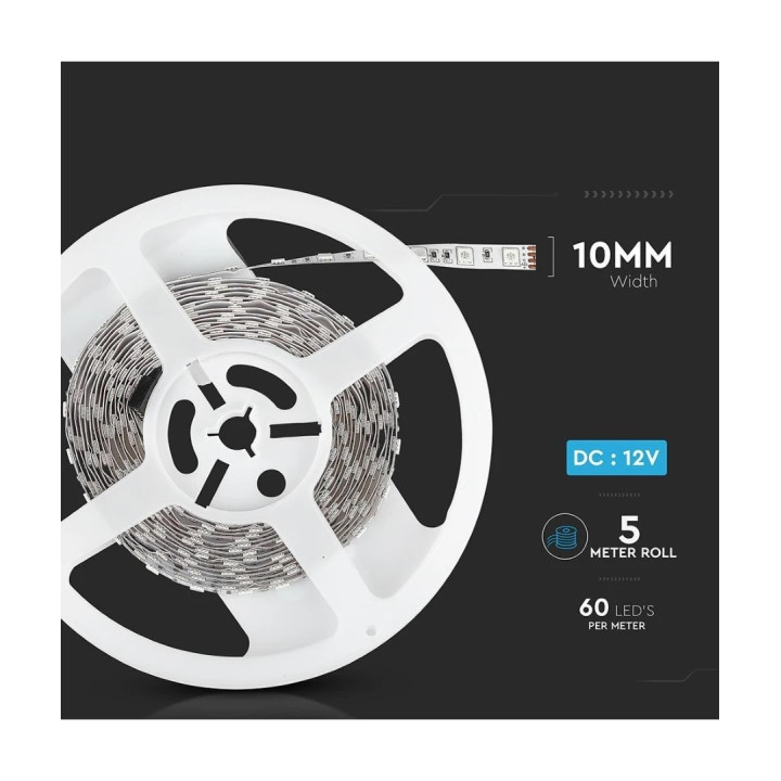 LED Bånd, RGB, 7W/m, 60 LED/m, 12V, 5m, IP20 | Ultraline