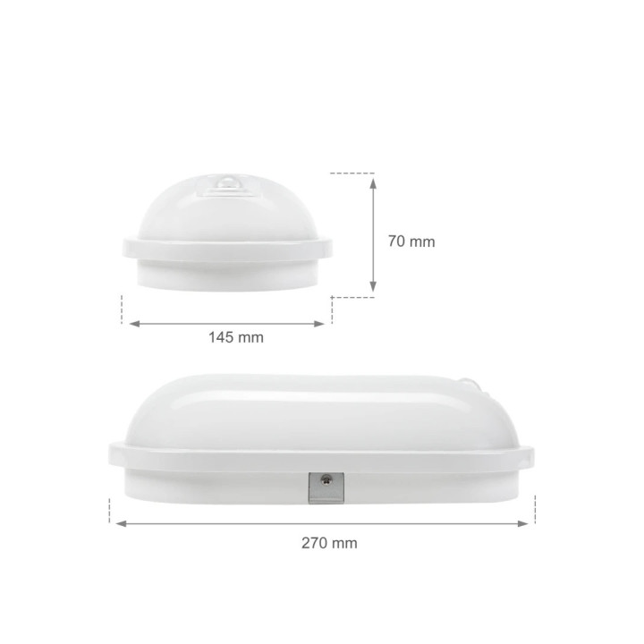 LED udendørslampe, IP54, IK07, 230V, Oval, 4000K, PIR sensor