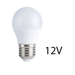 LED pære - krone, 12V DC, 4W, 3000K, E27 stor fatning