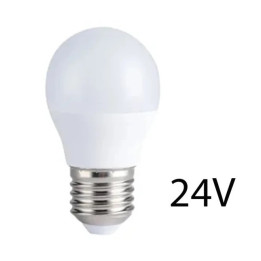 LED pære - krone, 24V AC/DC, 4,5W, 3000K, E27, stor fatning