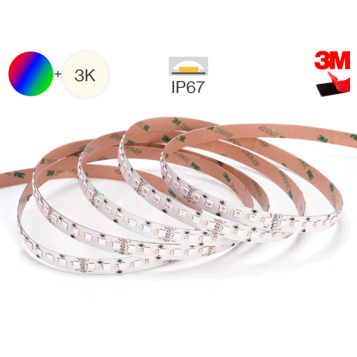 RGBW LED-bånd 24V, 19,2W/m | 10 m, 3000K, IP67