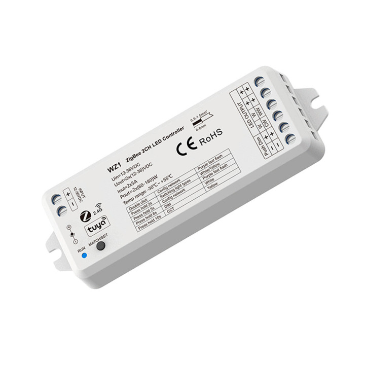 LED-dæmper RF 2,4GHz og Zigbee/Tuya | 2-kanals