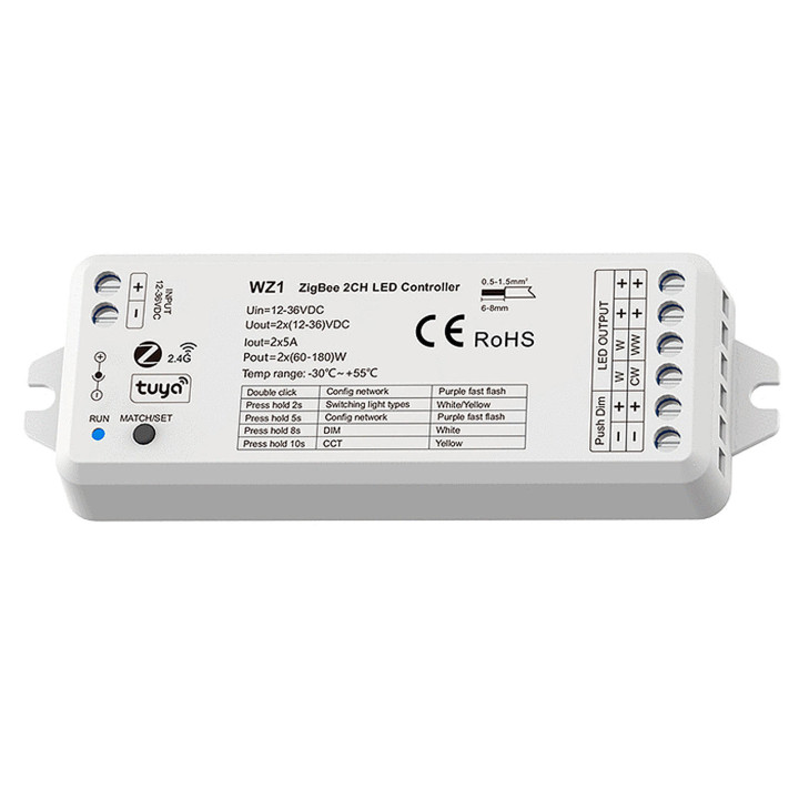 LED-dæmper RF 2,4GHz og Zigbee/Tuya | 2-kanals