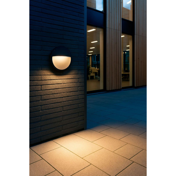 Led væglampe, halvcirkel, 6-18W, 3-4000K, IP65, sort