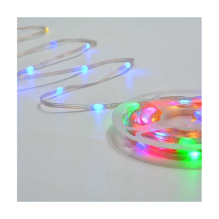 RGBIC LED-lyskæde 5 m, 50 LED, klar | Bluetooth, 230V