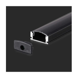 Sort aluminiumsprofil til LED-bånd | 2 m komplet