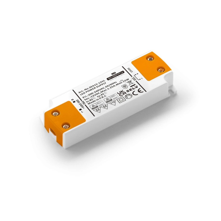 LED-strømforsyning, 0-15W, 12V DC, IP20