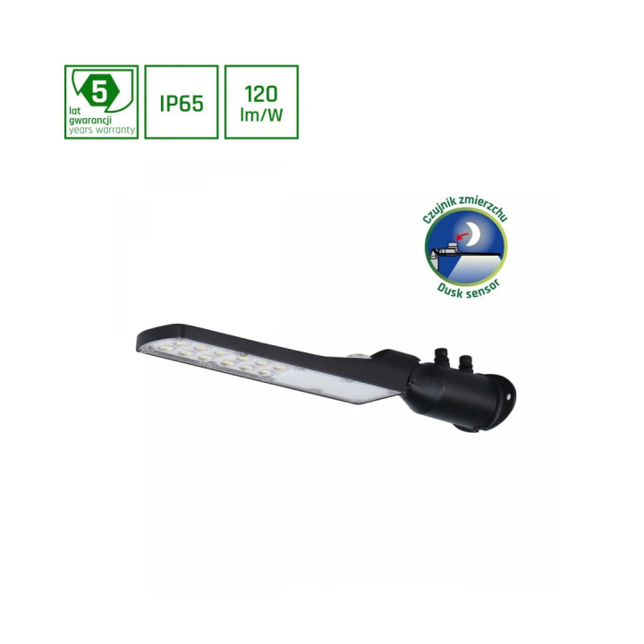 LED-gadelampe 30W med skumringssensor | IP65