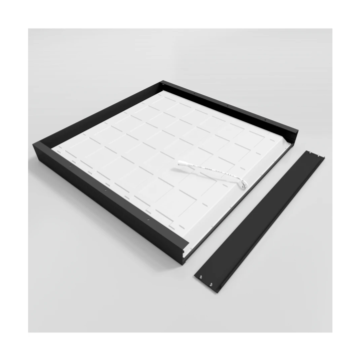 Høj ramme til 60x60 LED panel, 70 mm, sort – samlesæt