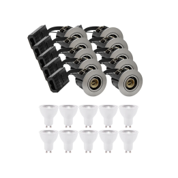 10 stk. GU10 indbygningsspots 6W RA97 IP44 aluminium