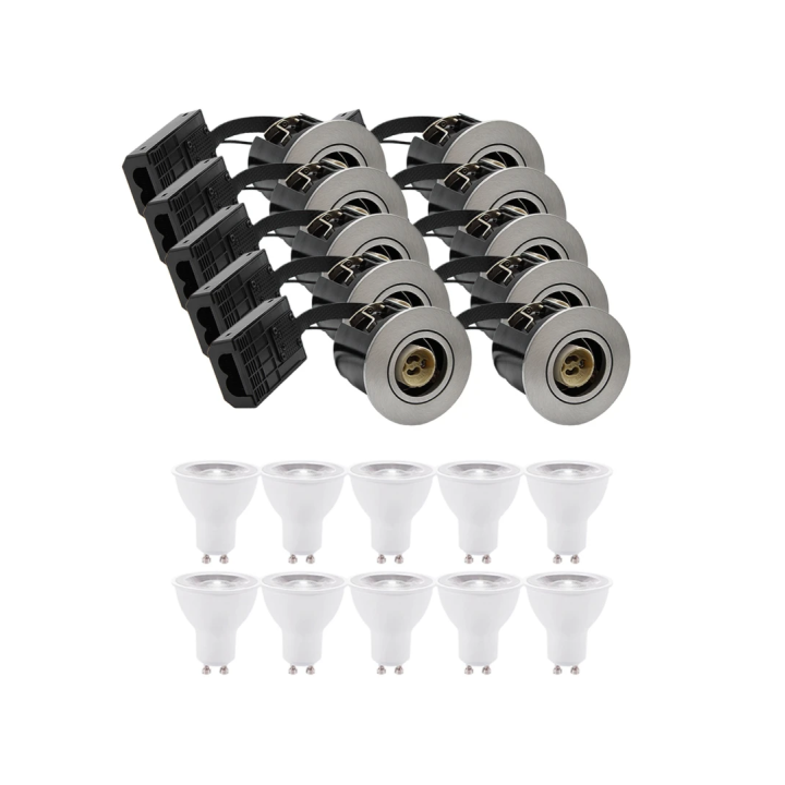 10 stk. GU10 indbygningsspots 6W RA97 IP44 aluminium