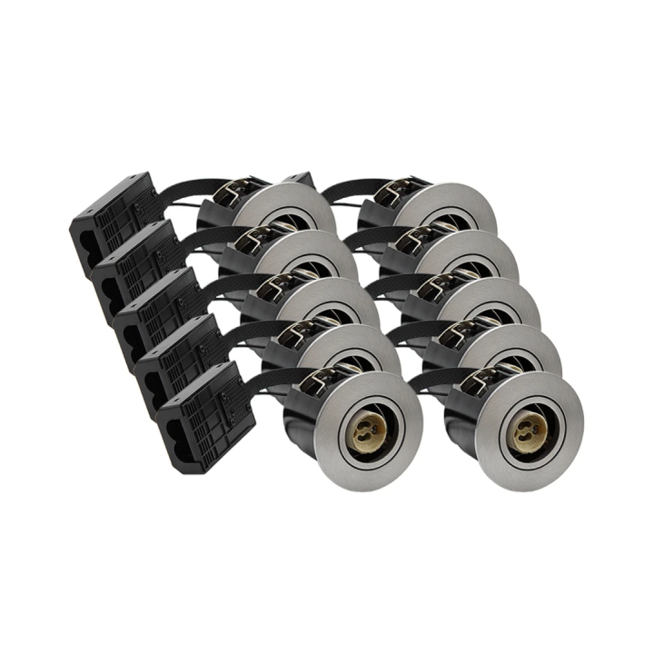 10 stk. GU10 indbygningsspots 6W RA97 IP44 aluminium