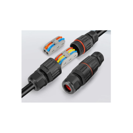 Sort rund samledåse IP67 – 3-leder Ø4–10 mm