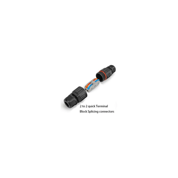 Sort rund samledåse IP67 – 2-leder Ø4–10 mm