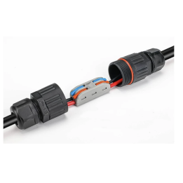 Sort rund samledåse IP67 – 2-leder Ø4–10 mm