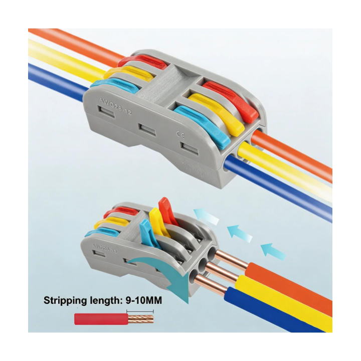 Skrueløs 3-leder samlemuffe – 32 A, 400 V, IP20