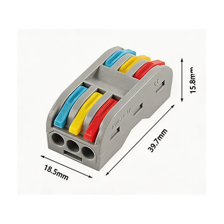 Skrueløs 3-leder samlemuffe – 32 A, 400 V, IP20