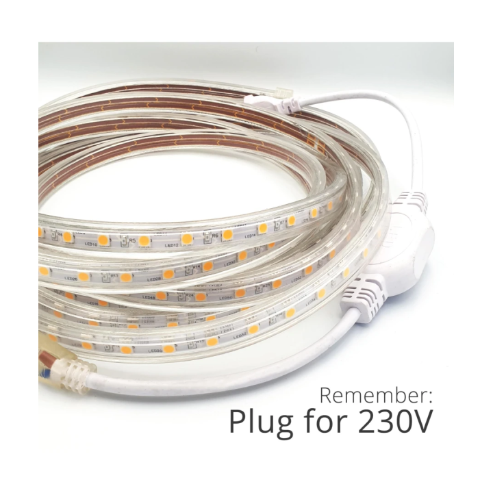 5 m vandtæt LED bånd 230 V – 6 W/m, IP67