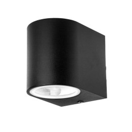Sort udendørs væglampe GU10 | Rund aluminium, IP44