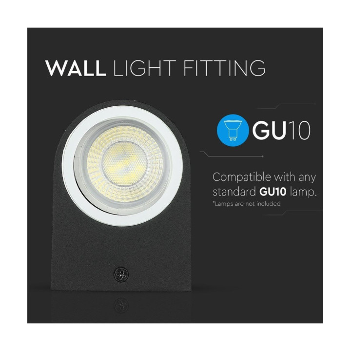 Sort udendørs væglampe GU10 | Rund aluminium, IP44