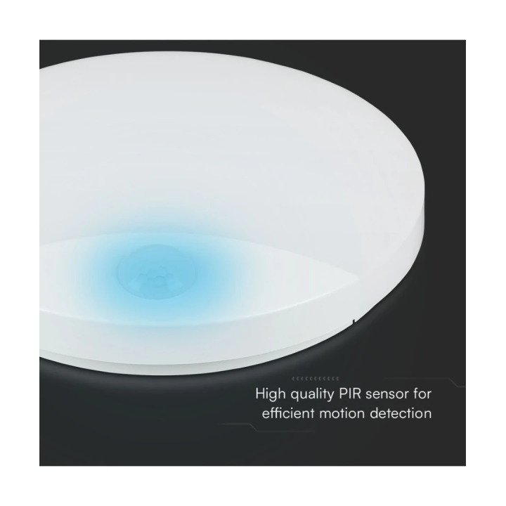 PIR-sensor integreret i lampens front