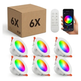 6 smarte LED downlights med RGB+CCT | 5W