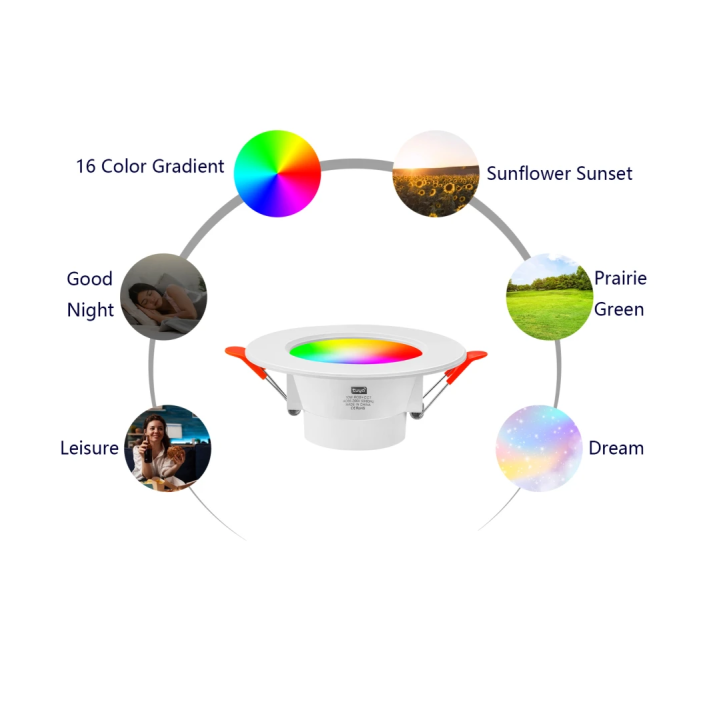 6 smarte LED downlights med RGB+CCT | 5W