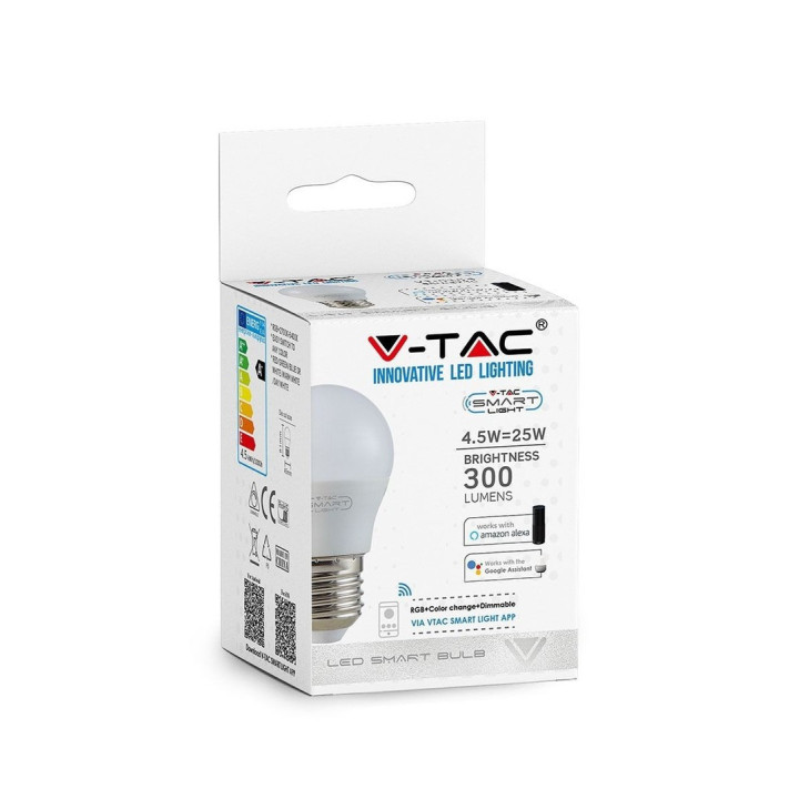 5 smarte E27 LED-pærer 5W RGB+CCT Wi-Fi G45