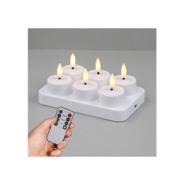 6 genopladelige LED-fyrfadslys med fjernbetjening