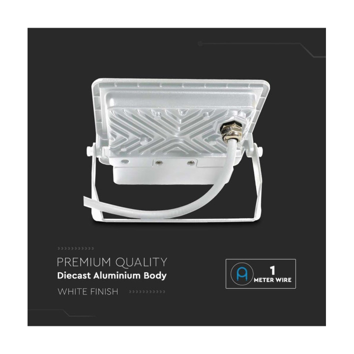 20W LED projektør med PIR sensor 4000K IP65 hvid