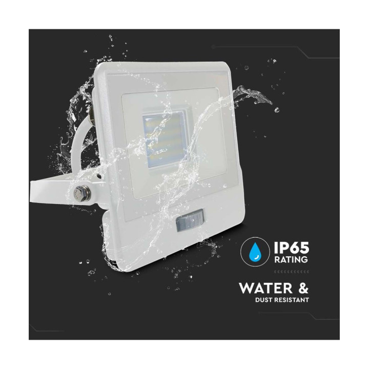 20W LED projektør med PIR sensor 4000K IP65 hvid