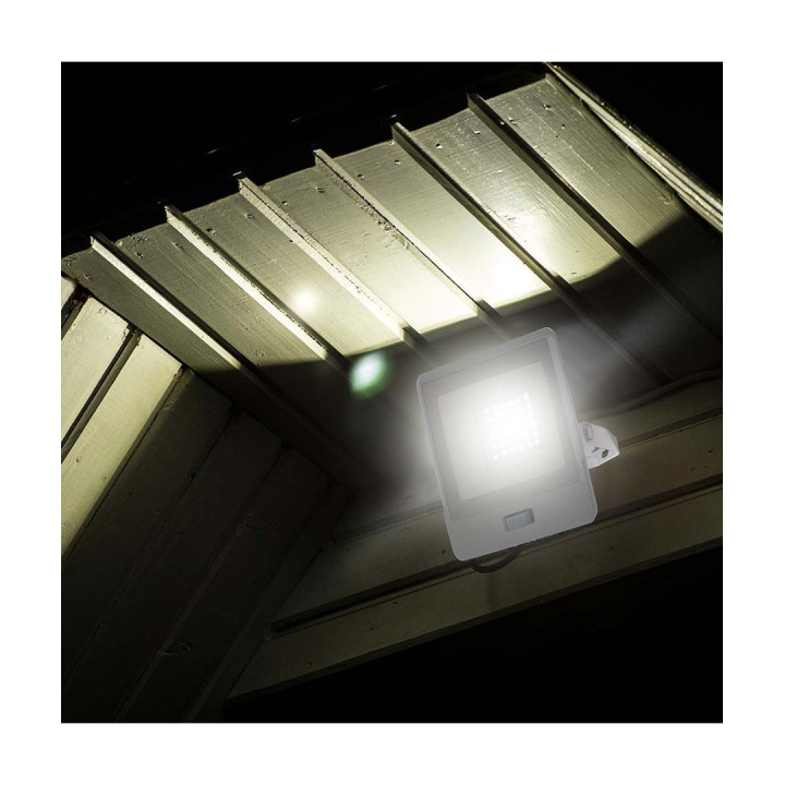 20W LED projektør med PIR sensor 4000K IP65 hvid