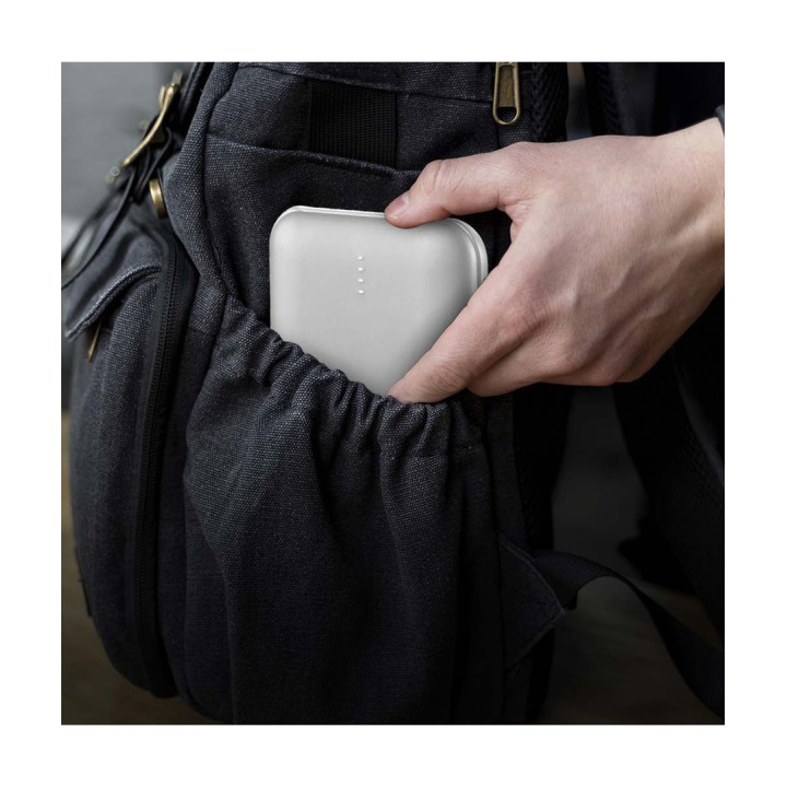 Powerbank 10.000 mAh 10W med LED-display – sølv