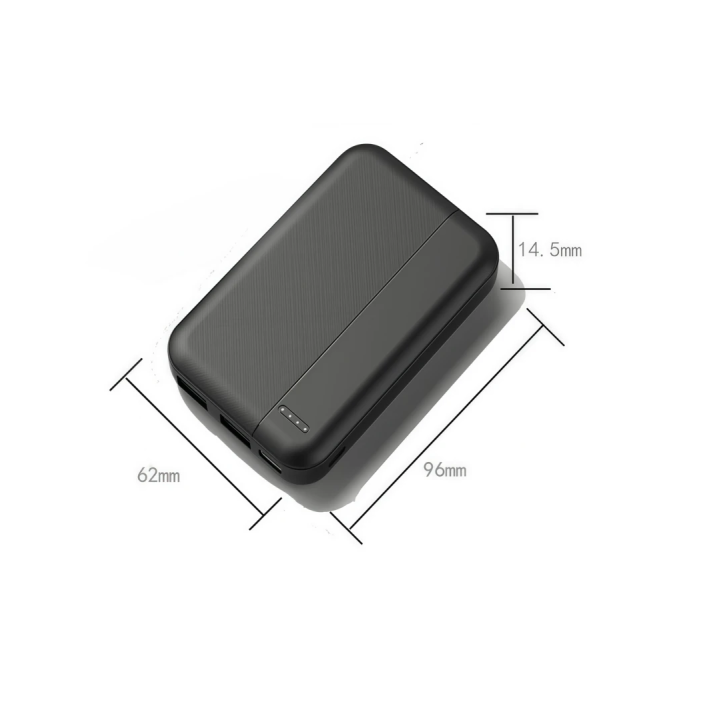 Powerbank 5.000 mAh med LED-indikator – sort