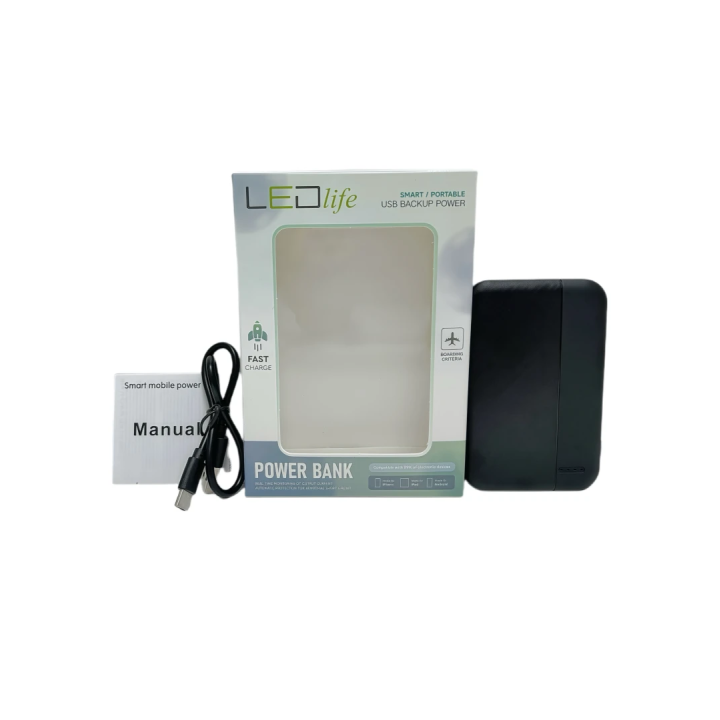 Powerbank 5.000 mAh med LED-indikator – sort