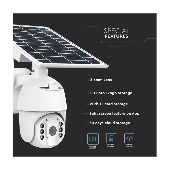 4G solcelle PTZ-kamera Full HD med PIR – V-Tac