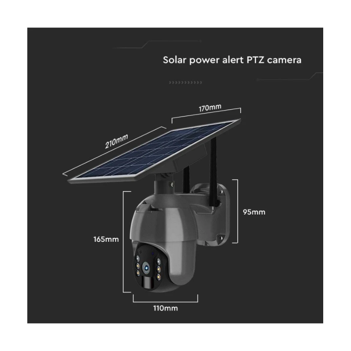 WiFi solcelle PTZ-kamera Full HD - V-Tac