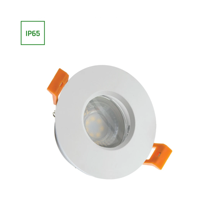Hvid GU10 LED downlight, rund og IP65 | Uden pære