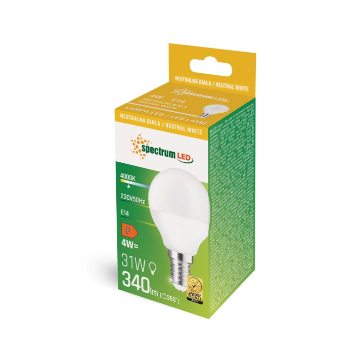 Spectrum E14 LED-pære G45, 4 W og 4000 K