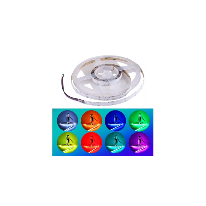 5m 24W/m RGB+WW COB-LED strip 24V DC, IP20, 840 LED pr. mete