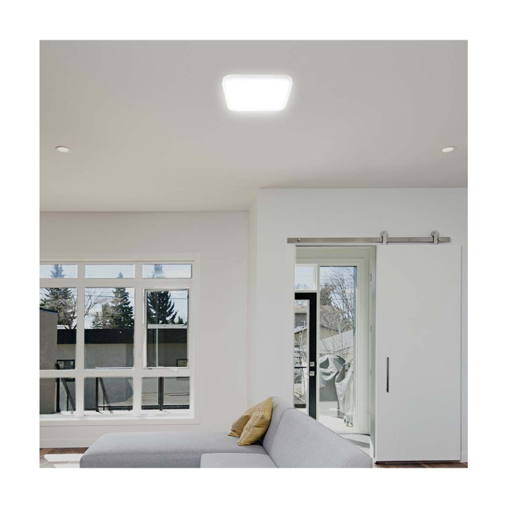 18W kvadratisk LED loftslampe 25 × 25 cm – IP44, hvid