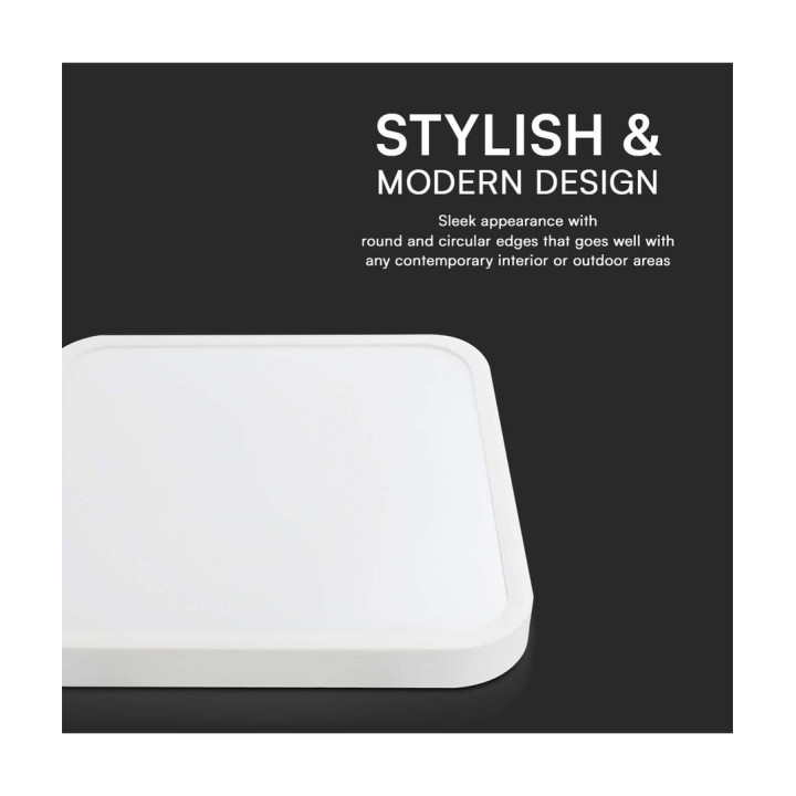 18W kvadratisk LED loftslampe 25 × 25 cm – IP44, hvid