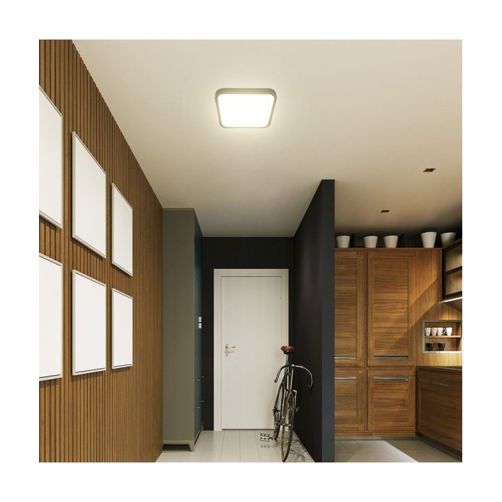 18W kvadratisk LED loftslampe 25 × 25 cm – IP44, sort