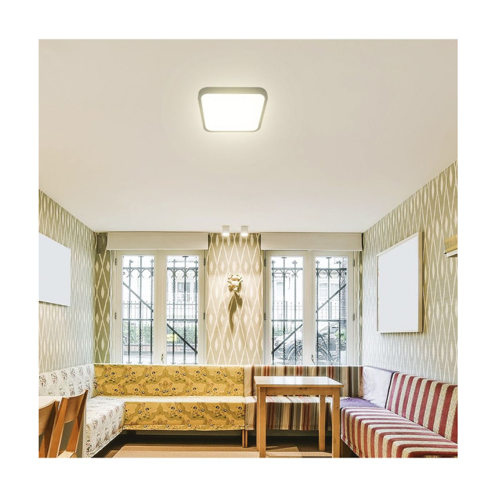 18W kvadratisk LED loftslampe 25 × 25 cm – IP44, sort