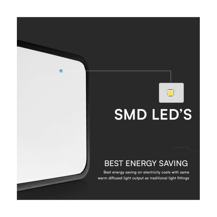 18W kvadratisk LED loftslampe 25 × 25 cm – IP44, sort
