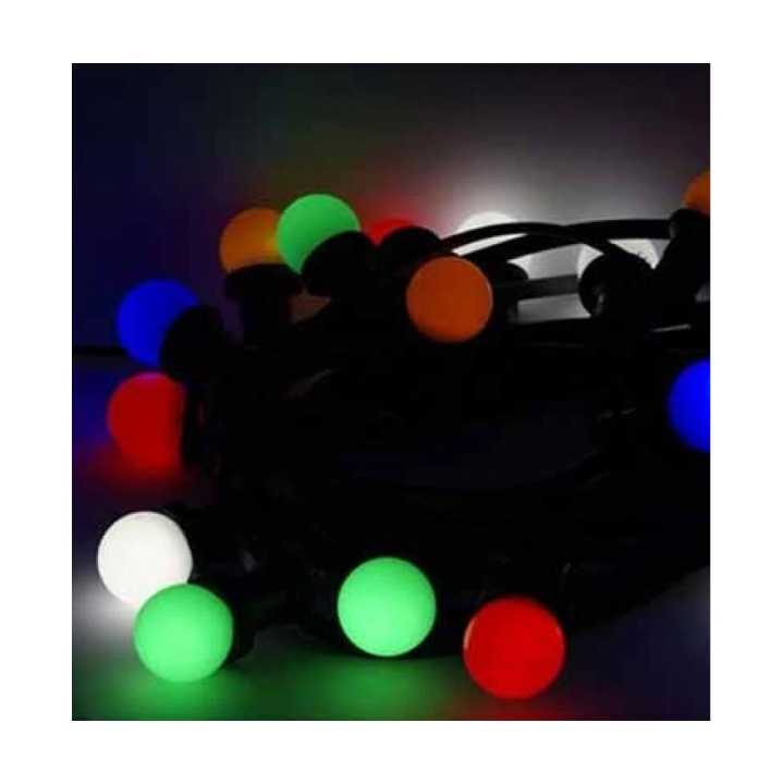 5 m RGB LED lyskæde med 10 farvede pærer - 5W, IP44