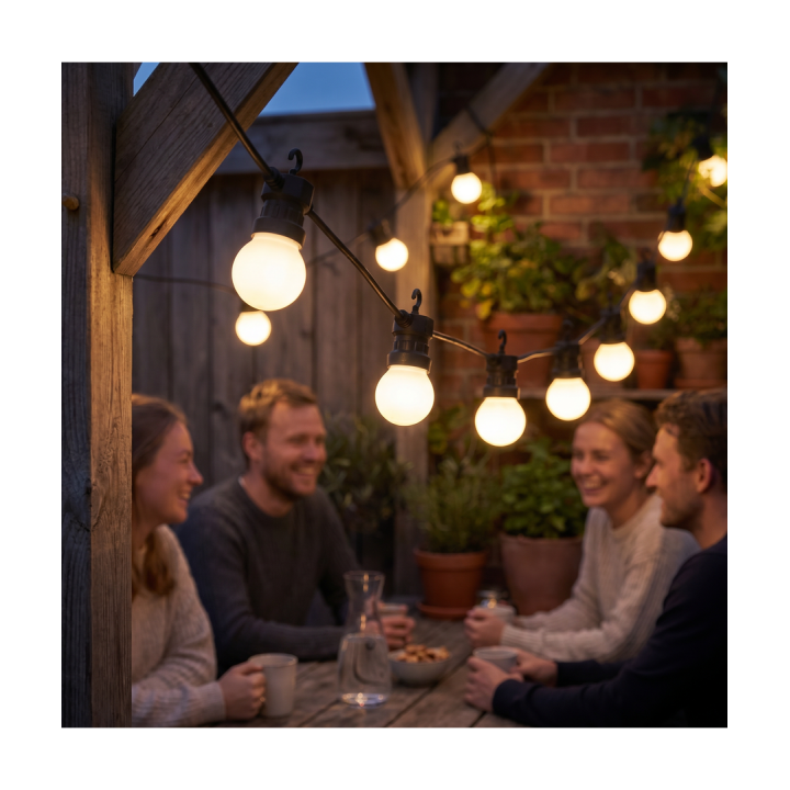 5 m LED lyskæde med 10 varm hvide pærer - 5W, IP44