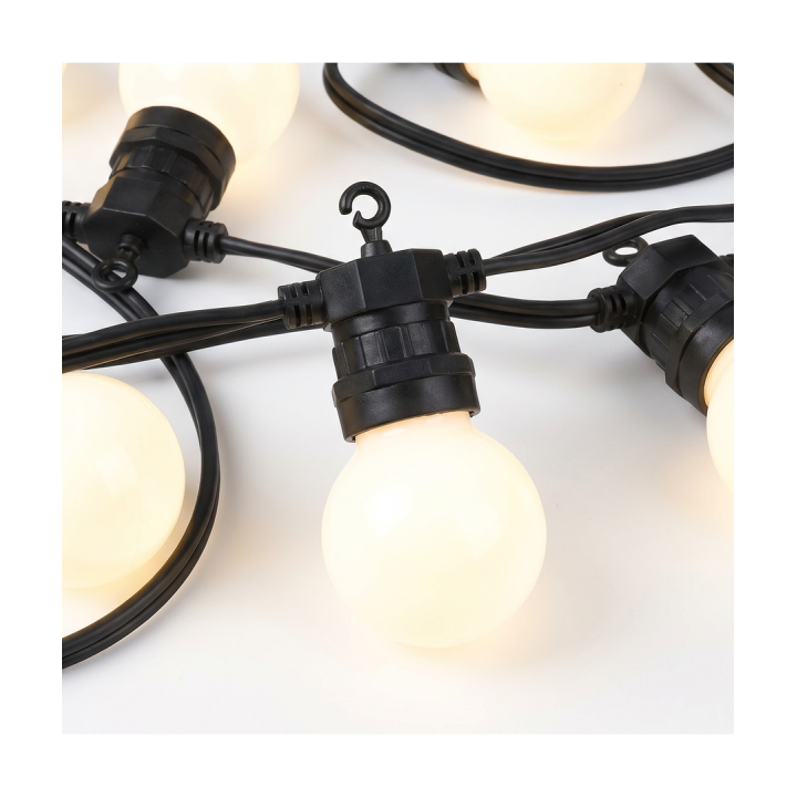 5 m LED lyskæde med 10 varm hvide pærer - 5W, IP44