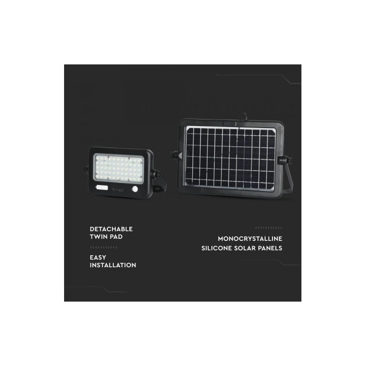 10W LED solcelleprojektør med sensor – 1100 lm, 4000K, IP65